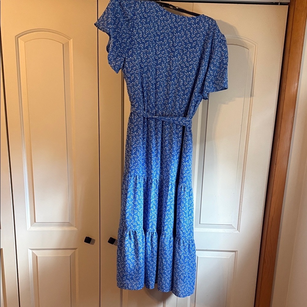 Amazon Blue Patterned Midi Dress - Picture 4 of 4
